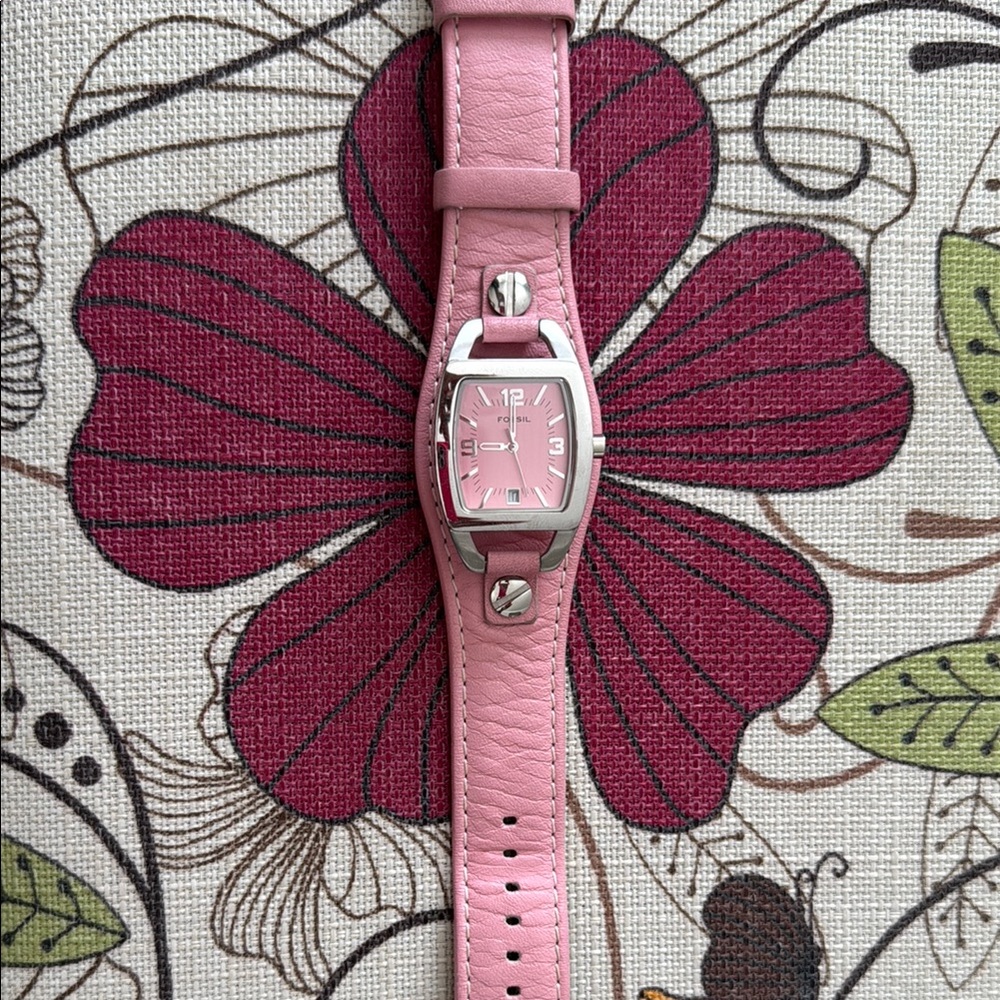 Pink Leather Strap Fossil Watch